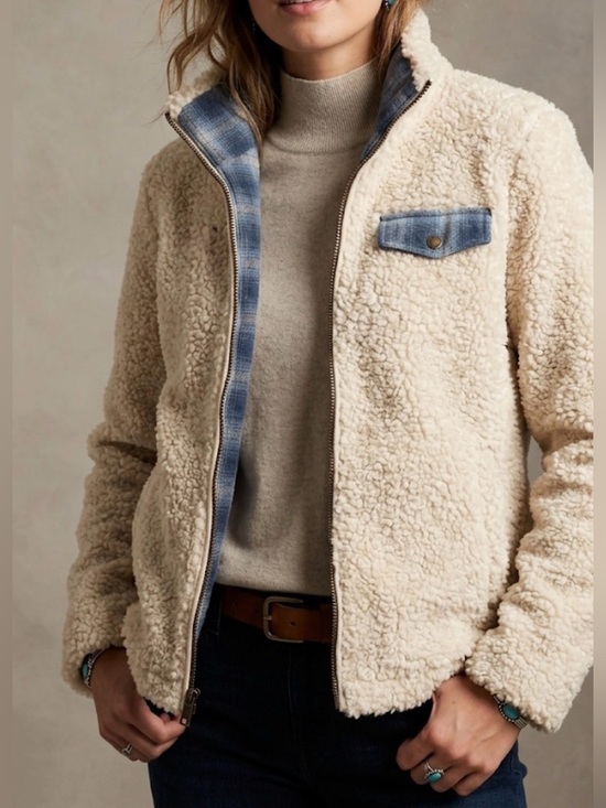 Pendleton Jackets & Blazers - Pendleton Sherpa Fleece Jacket Wool Plaid Trim Western Cozy Small